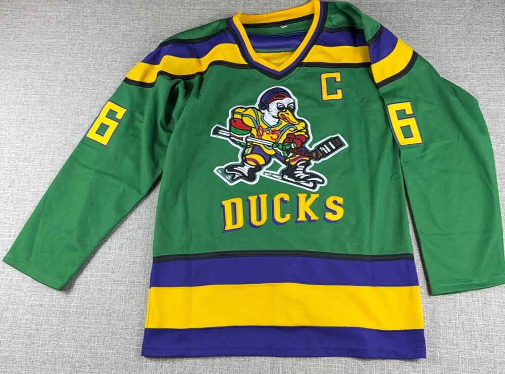 Mighty Ducks Charlie Conway #96 Hockey Jersey Green Movie Costume Embroidered